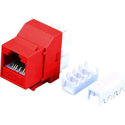 Dynamix FP-C6-RED Cat6 ROT Keystone RJ45 Buchse für 110er Abdeckplatte T568A/T568B Verdrahtung. 180 Slimline Buchse.