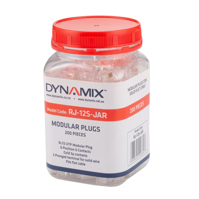 Dynamix RJ-12 Plug 200pc Jar        6P6C Modular for SOLID Cable. 3 micron.