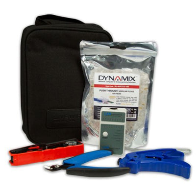 DYNAMIX RJ-45PT-KIT - Cat6 UTP Plug Termination Kit 100x Cat6 UTP Push Through Plugs Crimper Tester Stripper