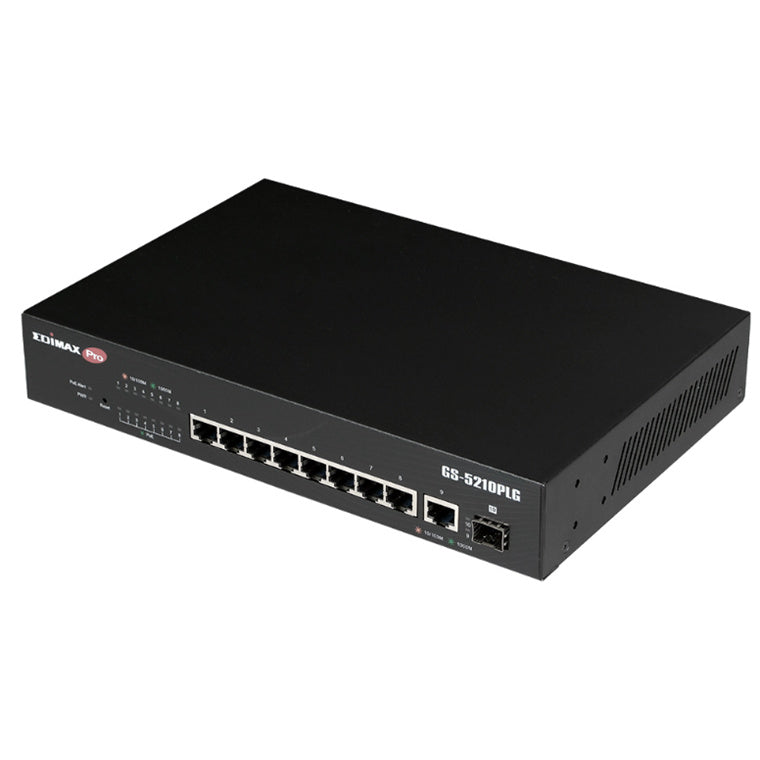EDIMAX GS-5210PLG - 10 Port Gigabit PoE+ Web Smart Switch 1 SFP Ports