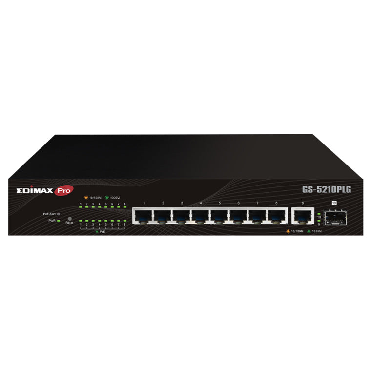 EDIMAX GS-5210PLG - 10 Port Gigabit PoE+ Web Smart Switch 1 SFP Ports