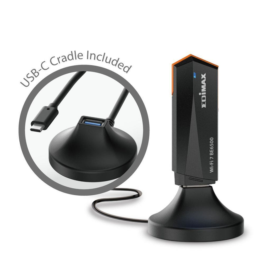 EDIMAX EW7822UBE - Tri-Band Wi-Fi 7 BE6500 USB 32 Adapter w/ Cradle