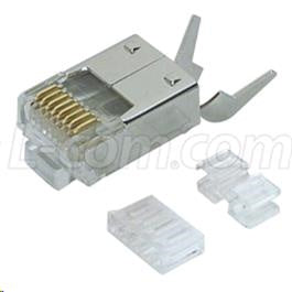 L-com TDS8PC6-50PK - Cat6 Shielded RJ45 Plug with Strain Relief - 50PK