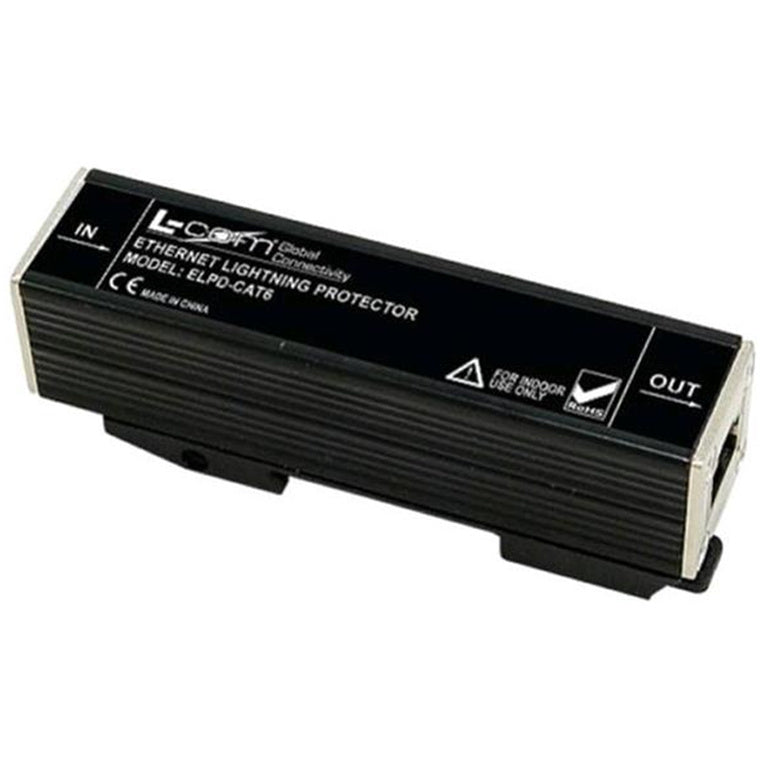 L-com DIN Mount In-Line 10/100/1000 Base-T CAT6 Lightning Surge Protector ELPD-CAT6