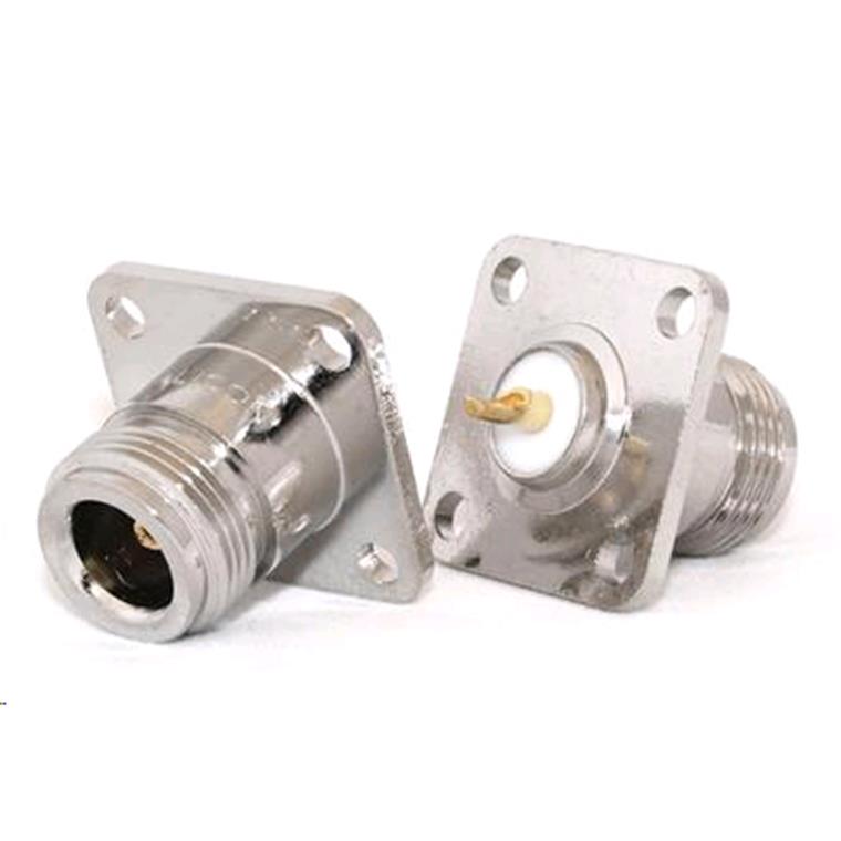 C-N5-Panel - N-Type Female Panel Mount 4-Hole Flange 50 Ohm Connector