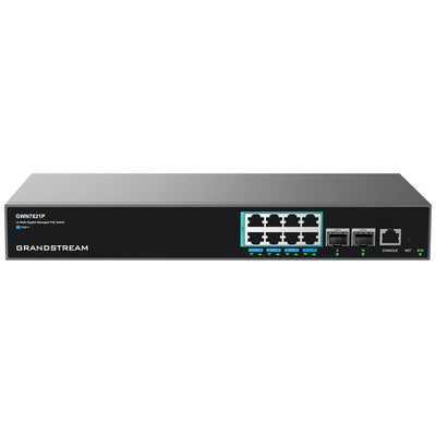 Grandstream GWN7821P 10-Port 10G L3 Managed PoE Switch (240W) - 10G SFP+ x2 / 2.5GbE PoE++ x8