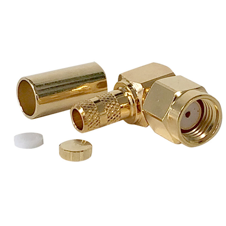 C-SMA11-195-RA - RP-SMA Male Right Angle Crimp Connector for LMR195