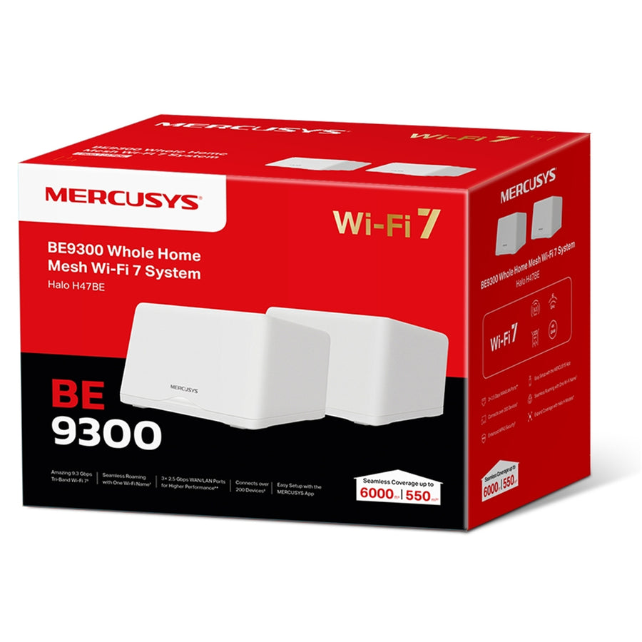TP-Link HALO H47BE(2-PACK) - Mercusys Halo H47BE Wi-Fi 7 Mesh BE9300 2.5GbE - Twin Pack