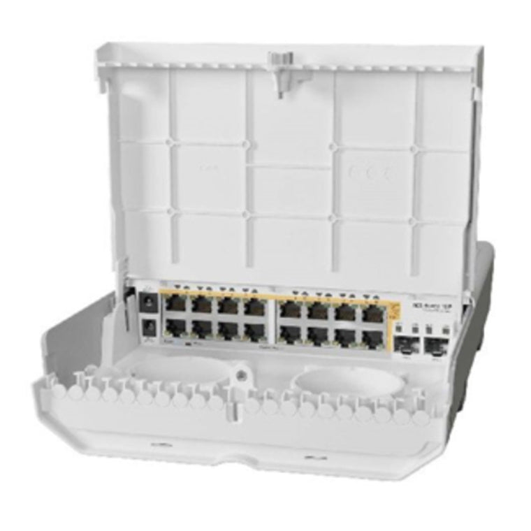 MikroTik CRS318-16P-2S+OUT - netPower 16P 16-Port GigE outdoor switch with PoE-out 2x 10GB SFP+