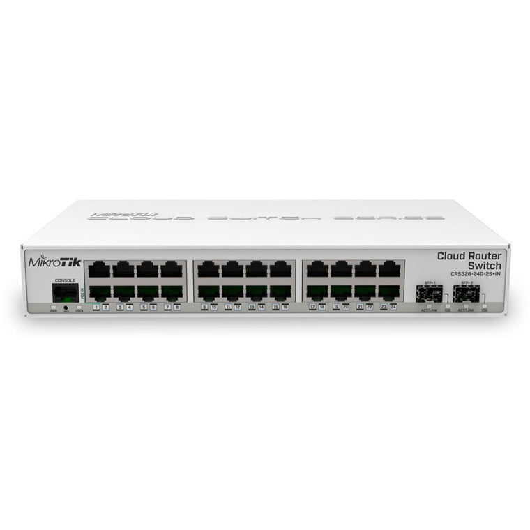 CRS326-24G-2S+IN - MikroTik CRS326-24G-2S+IN 24 Port Cloud Router Switch with 10 Gbps Uplink