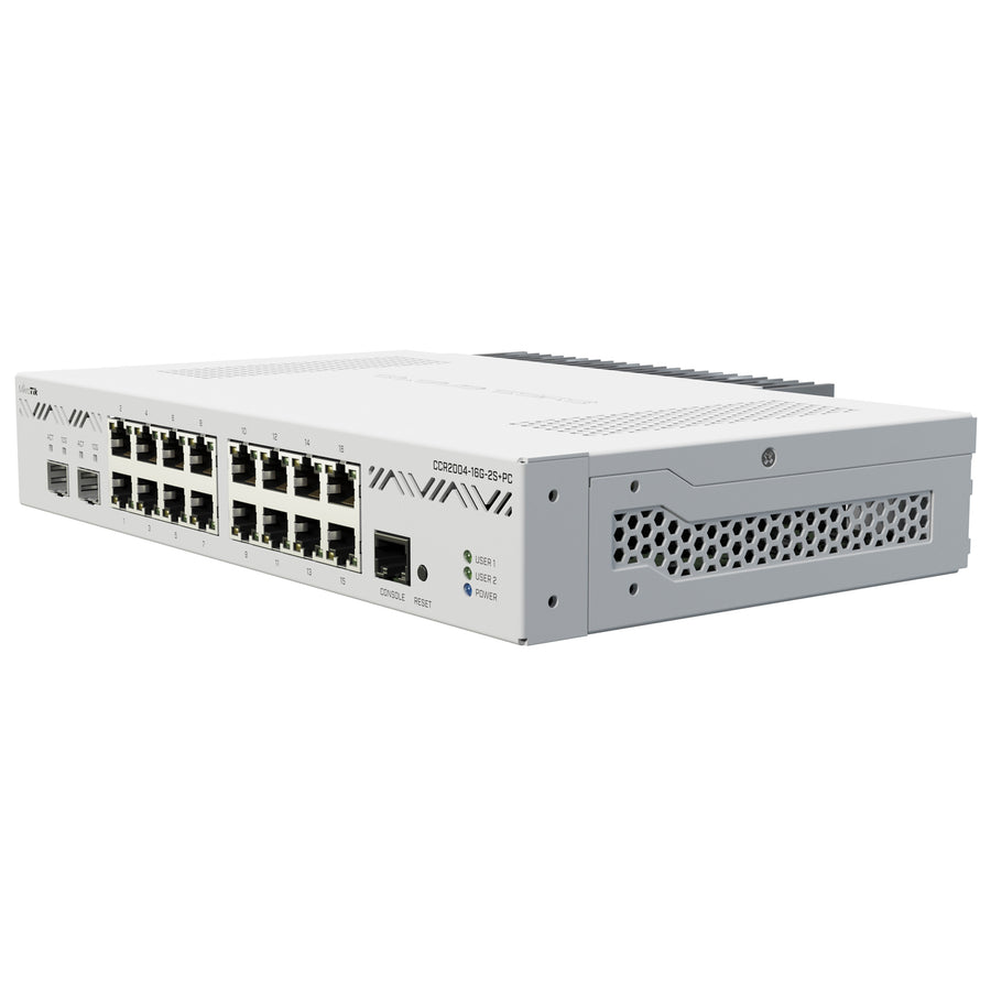 MikroTik CCR2004-16G-2S+PC - Router with 16x Gigabit Ethernet ports 2x10G SFP+ and Passive Cooling