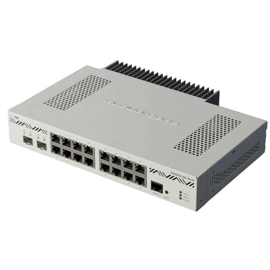 MikroTik CCR2004-16G-2S+PC - Router with 16x Gigabit Ethernet ports 2x10G SFP+ and Passive Cooling