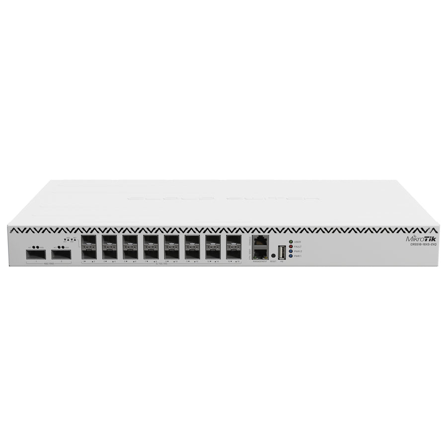 MikroTik CRS518-16XS-2XQ-RM Cloud Router Switch 518-16XS-2XQ-RM with 16x SFP28 and 2x QSFP28 100 Gigabit Ports