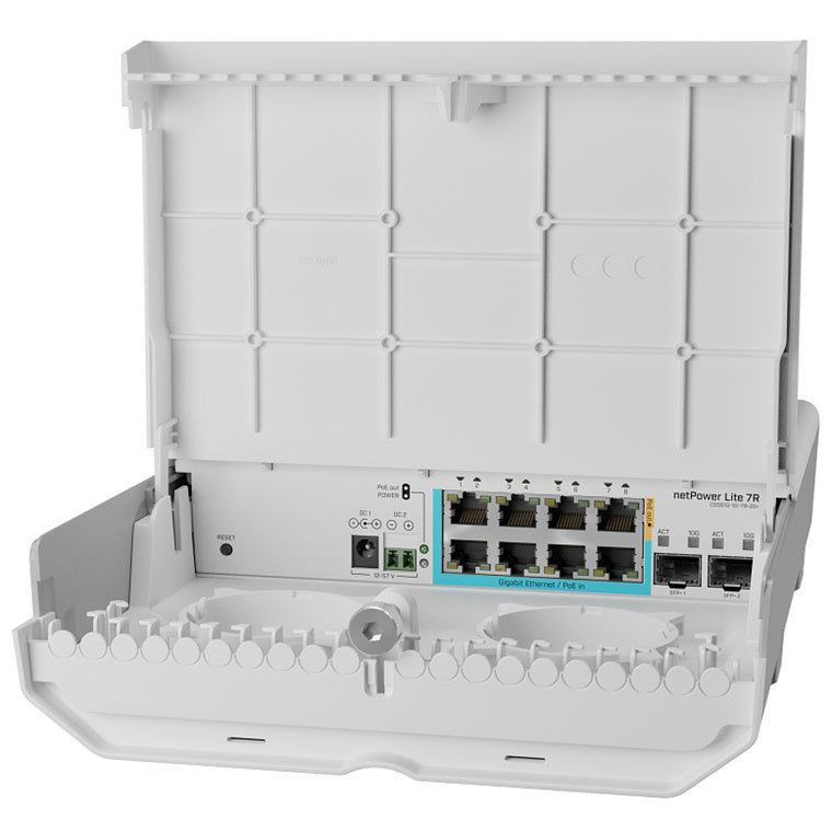 CSS610-1Gi-7R-2S+OUT - MikroTik netPower Lite 7R Reverse PoE switch with Gigabit Ethernet and 10G SFP+ ports