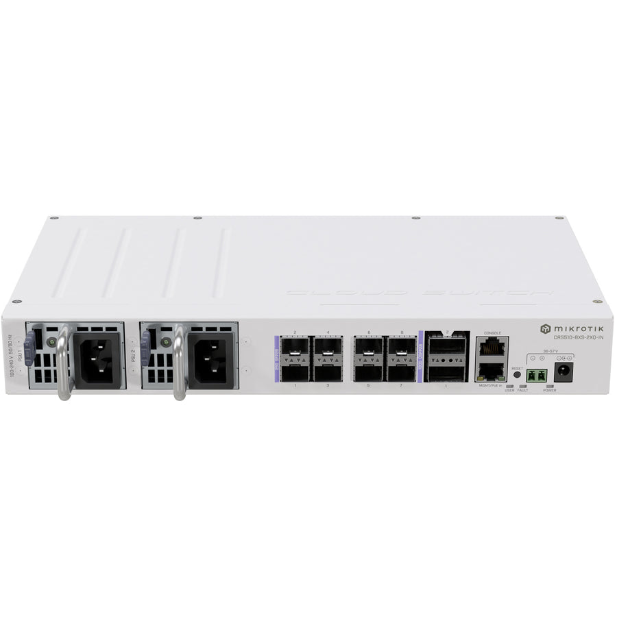CRS510-8XS-2XQ-IN - MikroTik CRS510-8XS-2XQ-IN 10/100 Gbps Switch with Dual Hot-Swap Power Supplies