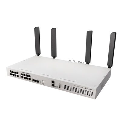 CRS418-8P-8G-2S+5axQ2axQ-RM - MikroTik CRS418-8P-8G-2S+5axQ2axQ-RM 16-Port Gigabit Switch mit 8 PoE-Ausgängen, 10G SFP+-Ports und 4x4 MIMO WiFi 6