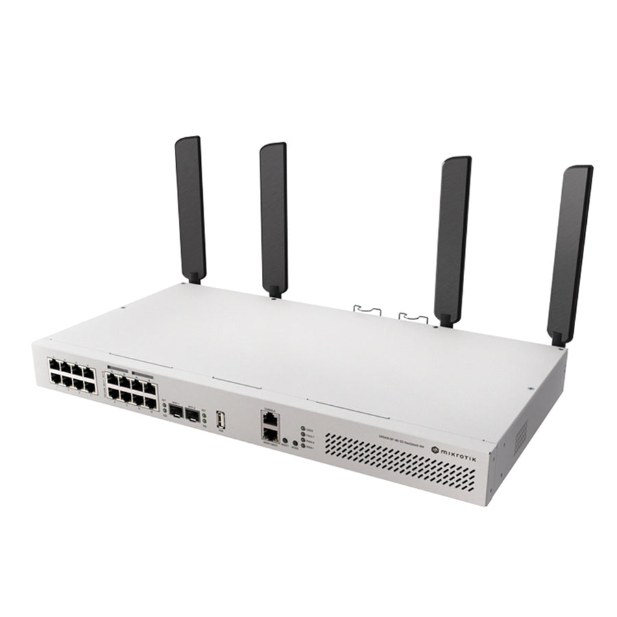 CRS418-8P-8G-2S+5axQ2axQ-RM - MikroTik CRS418-8P-8G-2S+5axQ2axQ-RM 16-Port Gigabit Switch with 8 PoE Out, 10G SFP+ Ports and 4x4 MIMO WiFi 6