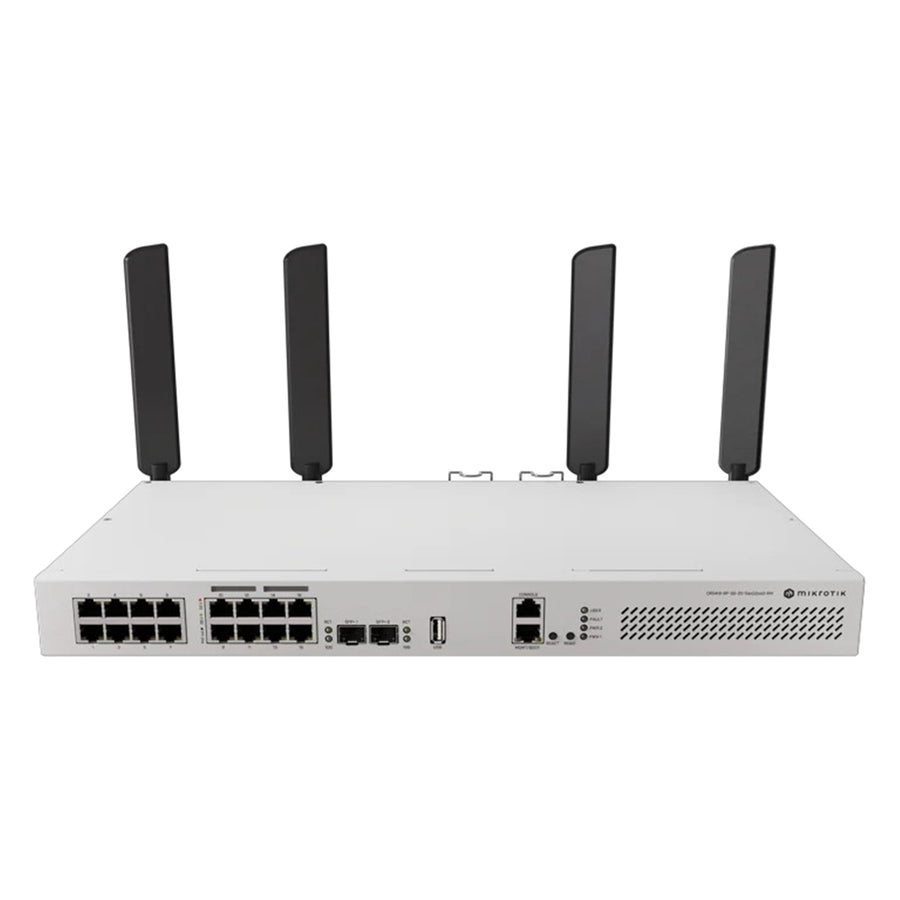 CRS418-8P-8G-2S+5axQ2axQ-RM - MikroTik CRS418-8P-8G-2S+5axQ2axQ-RM 16-Port Gigabit Switch with 8 PoE Out, 10G SFP+ Ports and 4x4 MIMO WiFi 6