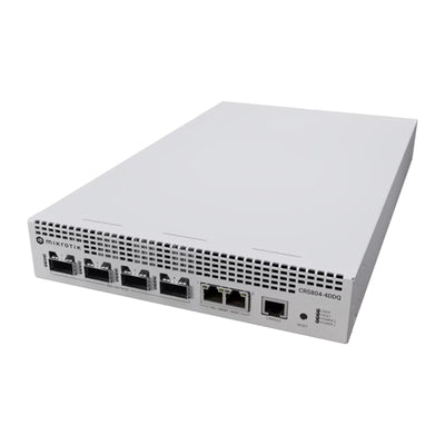 MikroTik CRS804-4DDQ-hRM Multi-Gig Switch with 2x 10G Ethernet, 4x QSFP56-DD Ports. Compact 400G switching for AI clusters, storage fabrics, and lightning fast
