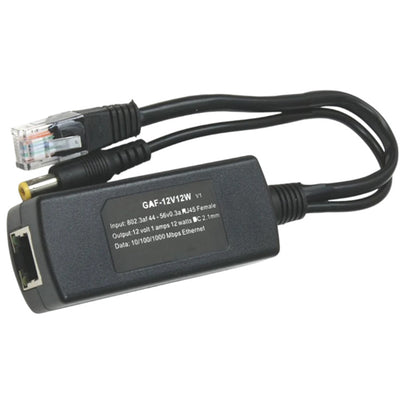 GAF-12v12w – PoE World 802.3af/at & Passiv 48V zu 12V 1A Gigabit PoE Splitter