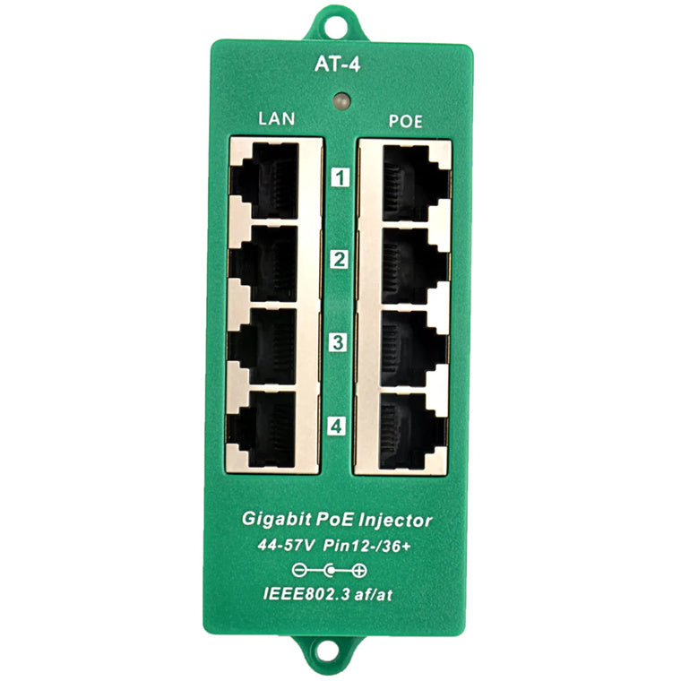 GAT-4 - PoE Welt 4-Port Gigabit geschirmter 802.3af/at Midspan PoE-Injektor