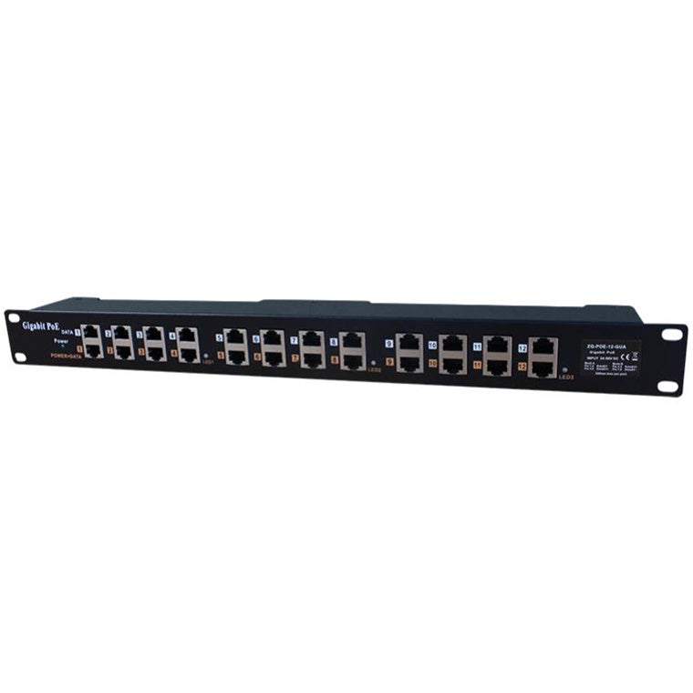 GPOE-12-1U - PoE World 12 Port Gigabit Midspan PoE Mode A+B Injector