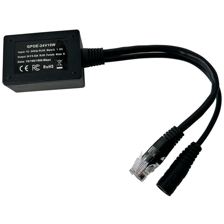 GPOE-24V10W - PoE World GPOE-24v10w PoE Inline Converter for 12 - 30V Solar in to 24V Passive PoE Out
