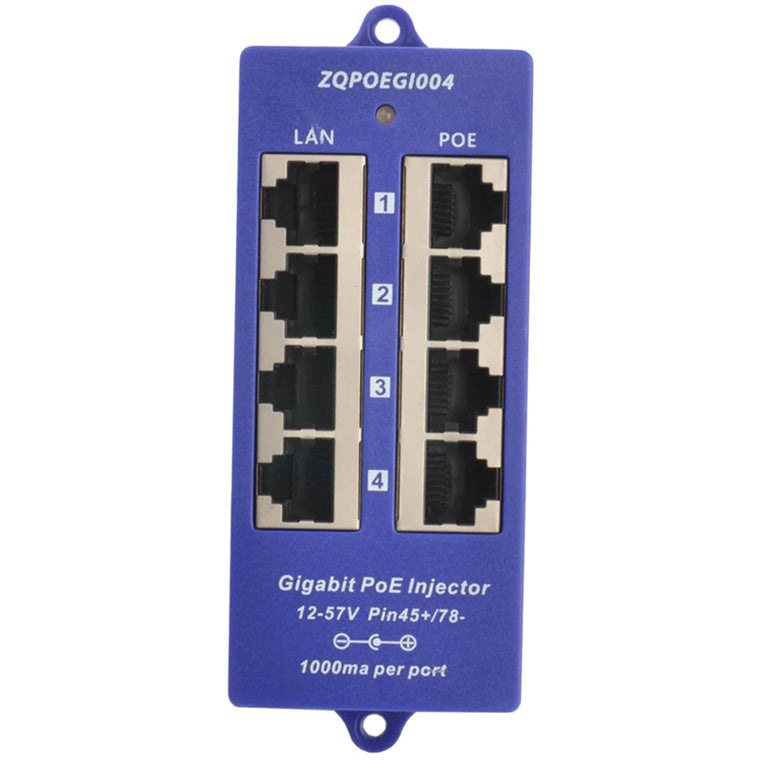 GPOE-4B-24v - PoE World 4 Port Gigabit Shielded Passive 12-57V Midspan PoE Injector