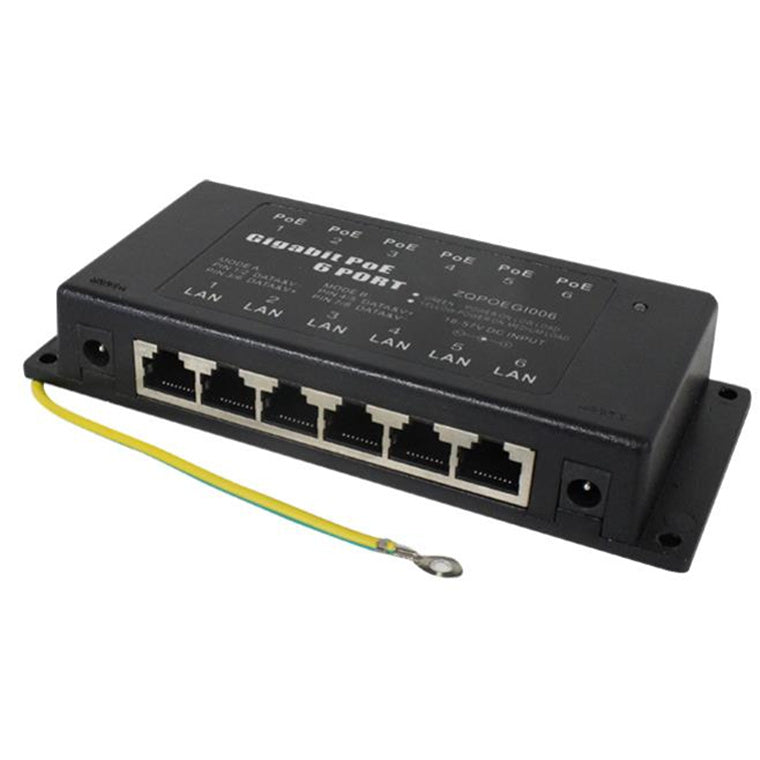 GPOE-6AB - PoE World 6 Port Gigabit Midspan Mode A+B PoE Injector