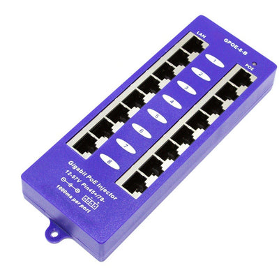 PoE World GPOE-8B 8-Port geschirmter Gigabit passiver Modus B Power over Ethernet Injektor