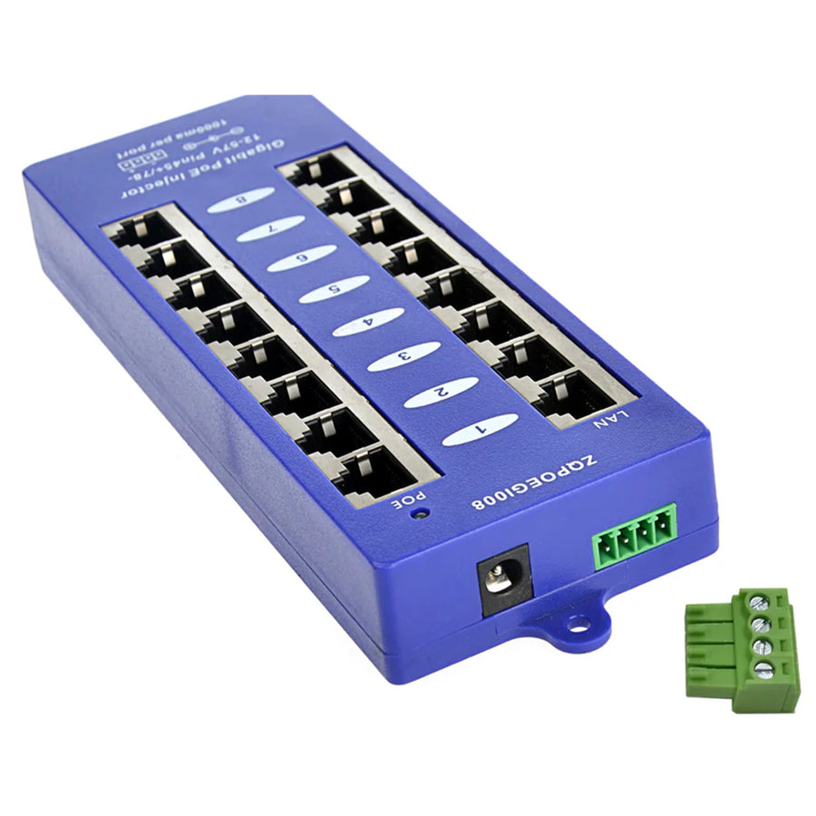 GPOE-8B - PoE World 8 Port Shielded Gigabit Passive Mode B PoE injector