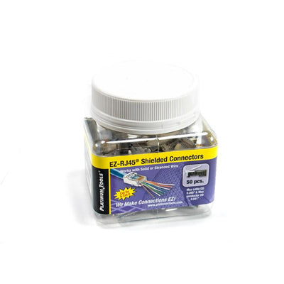 PLATINUM TOOLS Cat5e/6 Shielded EZ-RJ45 Plug w/ Internal Ground. Easy install RJ45 plug
