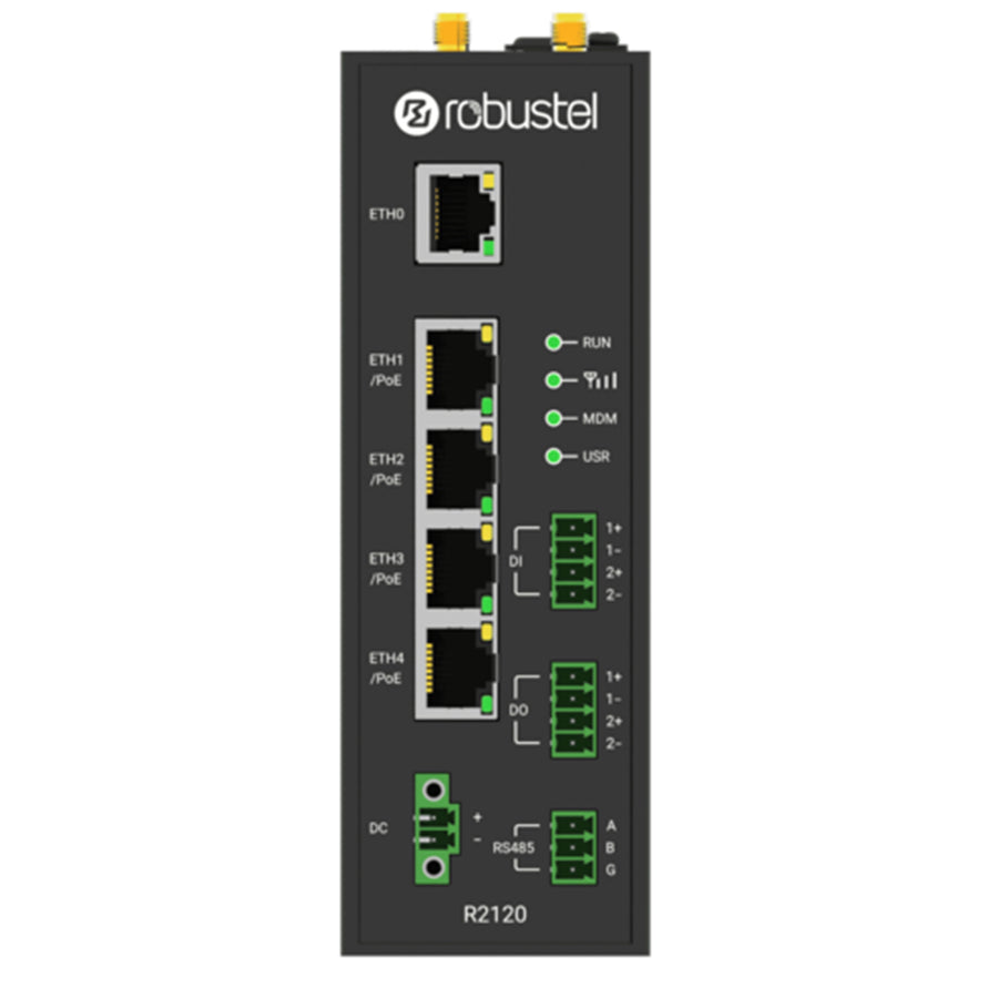 Robustel B015000002 - 4G Router 5x Ethernet mit 4x PoE 1x RS485 2x DI 2x DO WiFi (R2120)