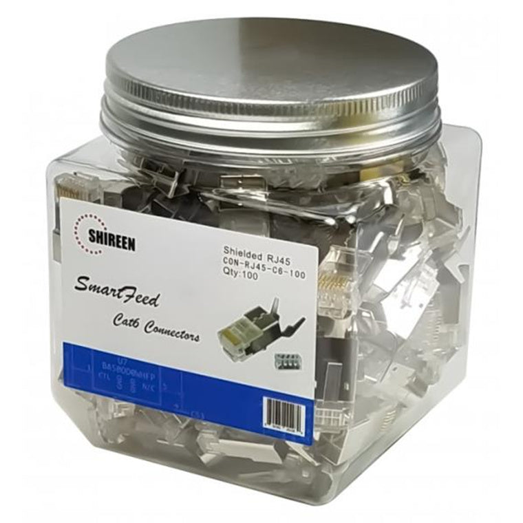 Shireen SmartFeed CAT6 Shielded RJ45 Connectors (Pack of 100) - CON-RJ45-C6-100