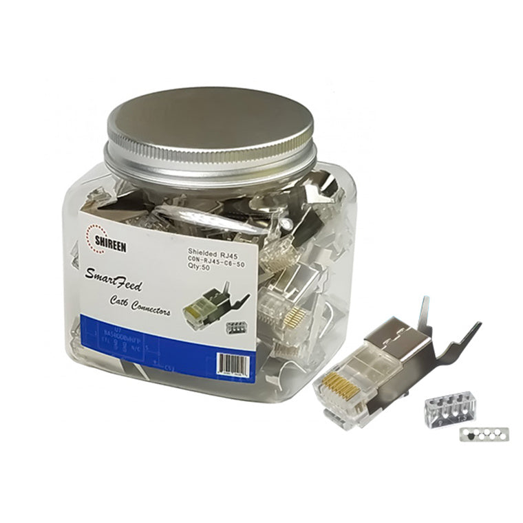 Shireen SmartFeed CAT6 Shielded RJ45 Connectors (Pack of 50) - CON-RJ45-C6-50
