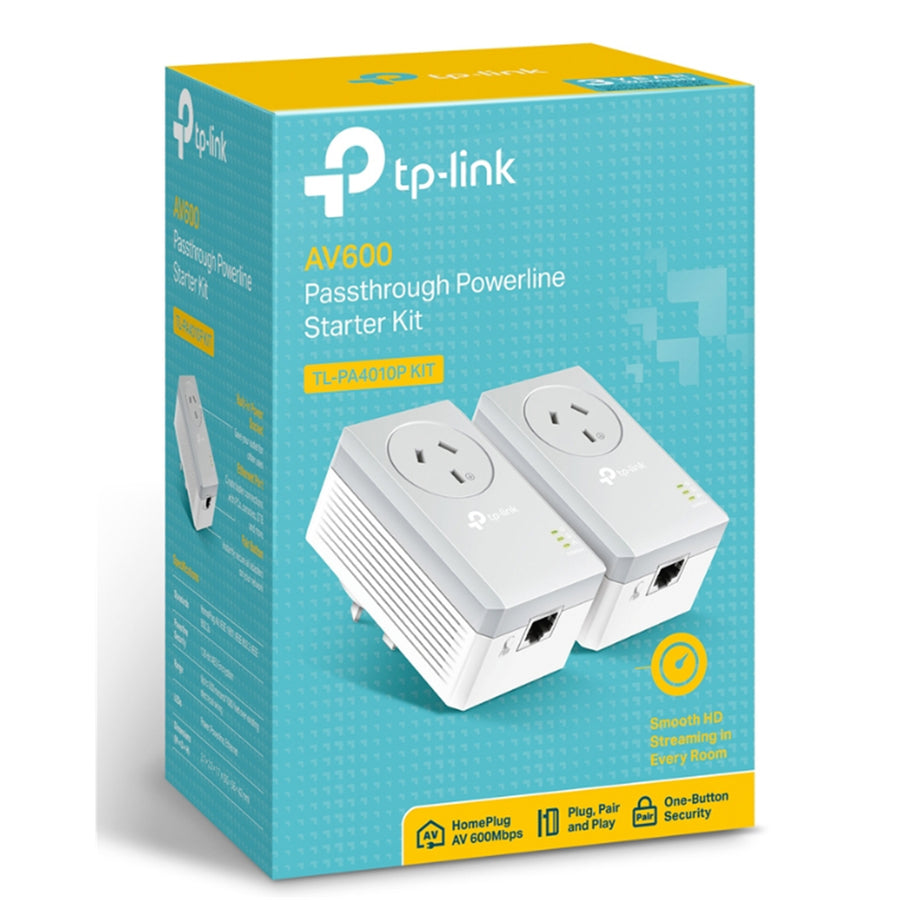 TP-Link TL-PA4010P KIT AV600 Powerline Kit with AC Pass-Through