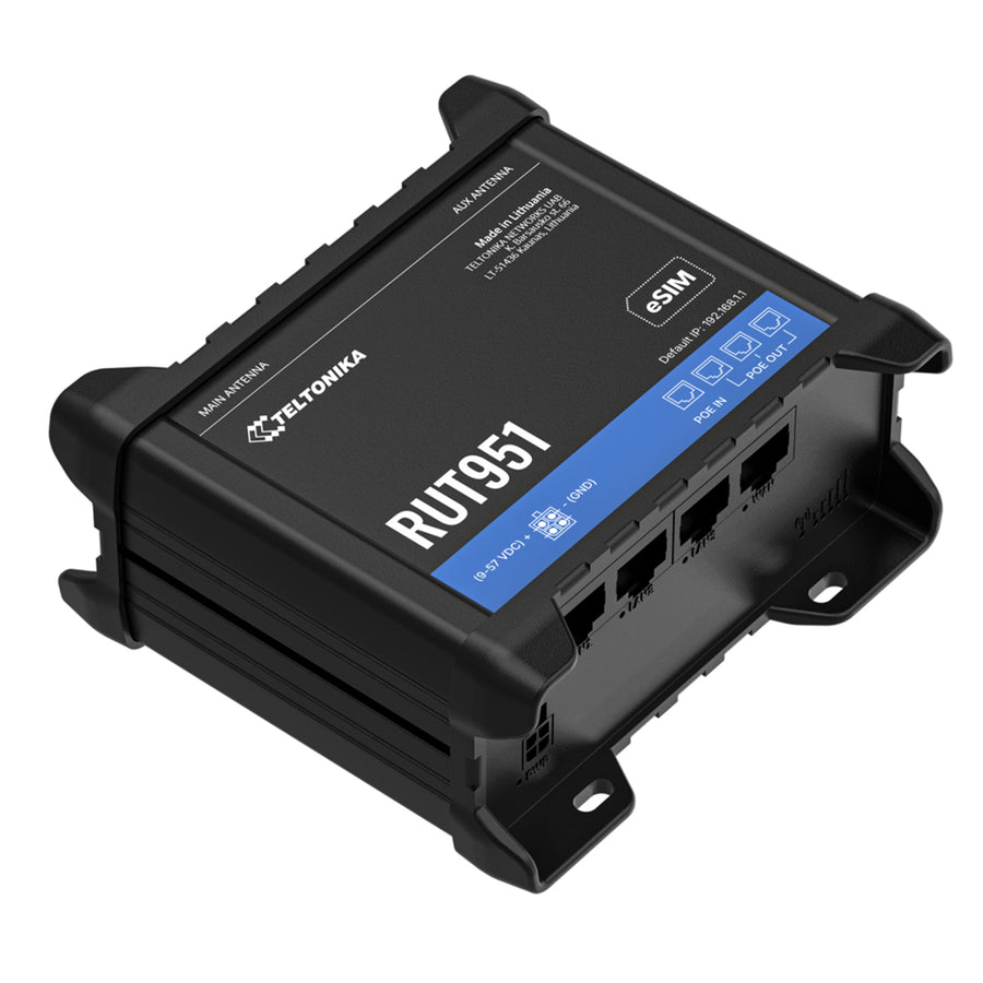 RUT951_POEPLUS - Teltonika RUT951POE+ Dual SIM and eSIM 4G/LTE Wi-Fi Ethernet Router PoE Out and IO