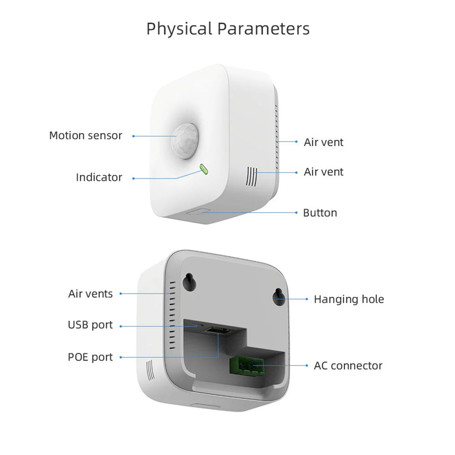 MS1P - Ubibot MS1P Cloud-Supported WiFi, PoE Ethernet Powered Remote Infrared Motion Sensor