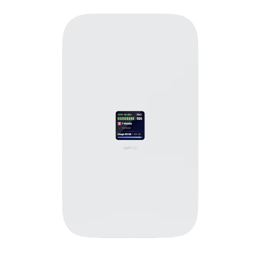 Ubiquiti UniFi 5G Max, a high-performance 5G (3.4 Gbps) modem for any Unifi deployment. Instantly adopt through any UniFi PoE port, it delivers automatic setup, dual SIM/eSIM, and seamless failover