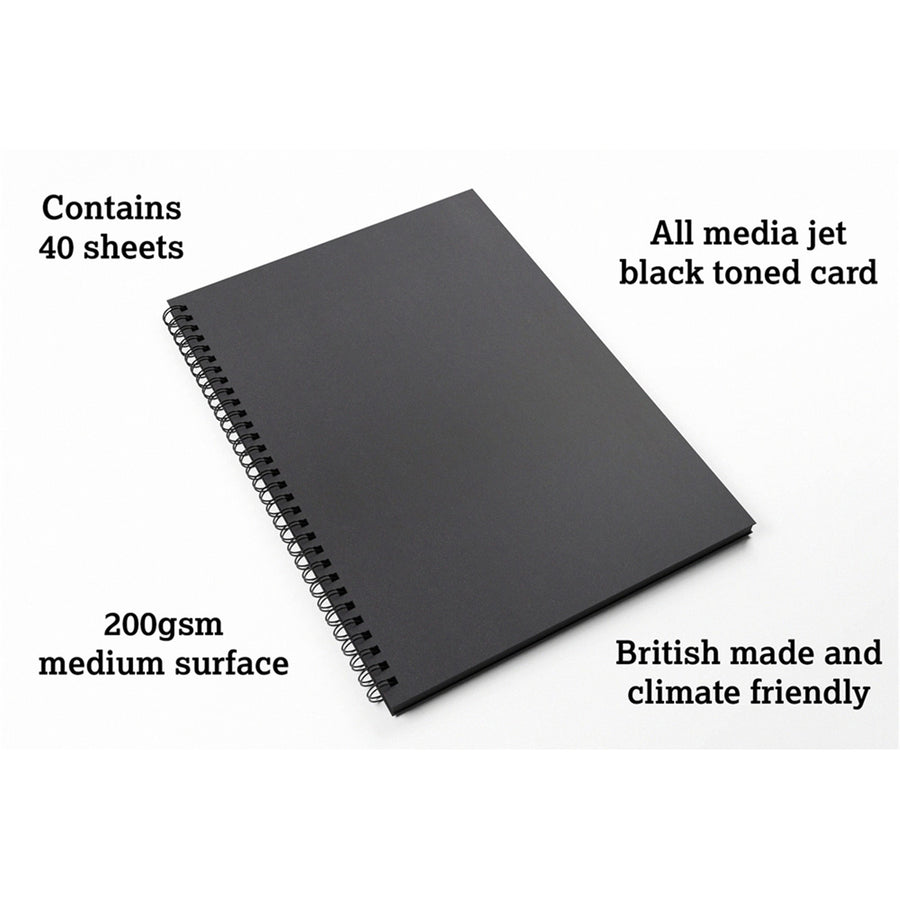 Artgecko GEC402 Shady Sketchbook A3 80 Pages 40 Sheets 200gsm Black Toned Card