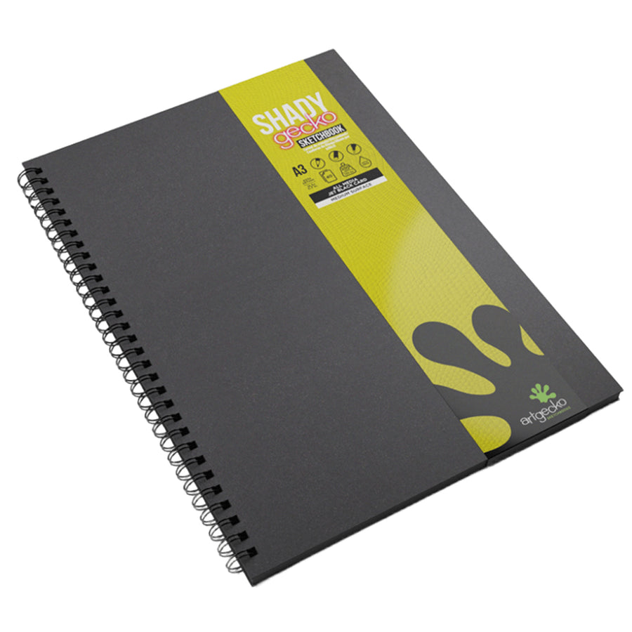 Artgecko GEC402 Shady Sketchbook A3 80 Pages 40 Sheets 200gsm Black Toned Card