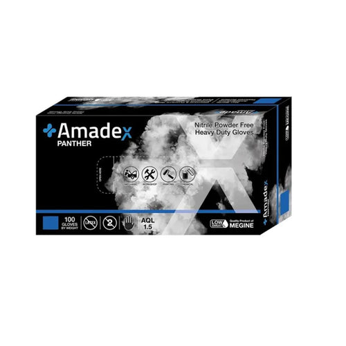 EUBK62-L - AMADEX NITRILE DISPOSABLE GLOVES BLACK SIZE LARGE 100PCS POWDER FREE PANTHER 100 PACK