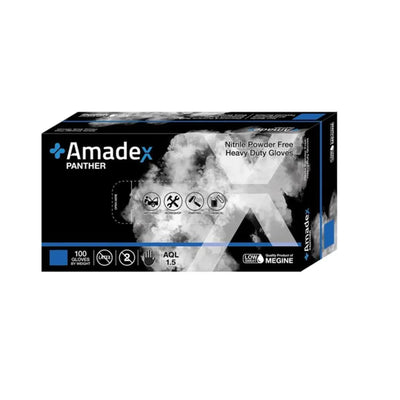 EUBK62-XL - AMADEX NITRILE DISPOSABLE GLOVES BLACK SIZE XL 100PCS POWDER FREE PANTHER 100 PACK