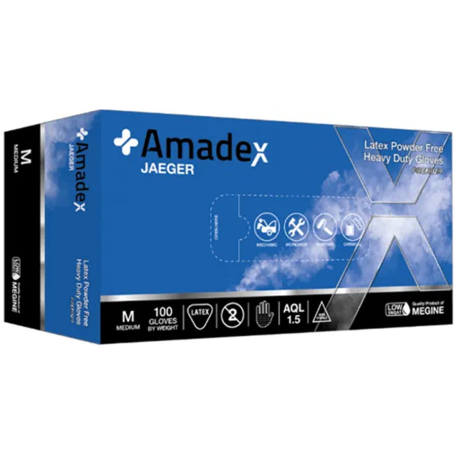 EUDB185-XL - AMADEX LATEX HOCHRISIKO EINWEGHANDSCHUHE BLAU GRÖSSE XL 300MM JAEGER 50ER PACK