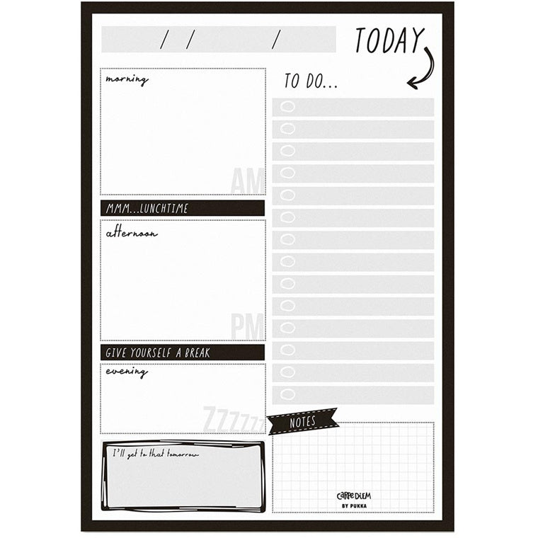 Carpe Diem Daily Planner Pad Black