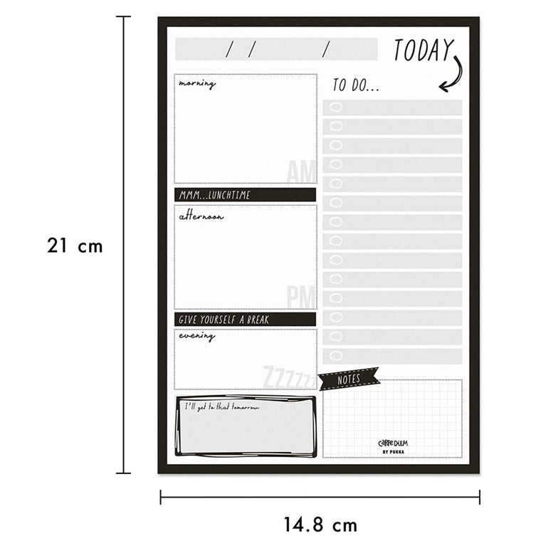 Carpe Diem Daily Planner Pad Black