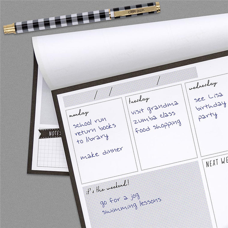 Carpe Diem Weekly Planner Pad Black