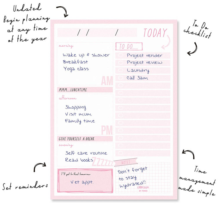 Carpe Diem 9162-CD(22) Carpe Diem Daily Planner Pad Ballerina Pink