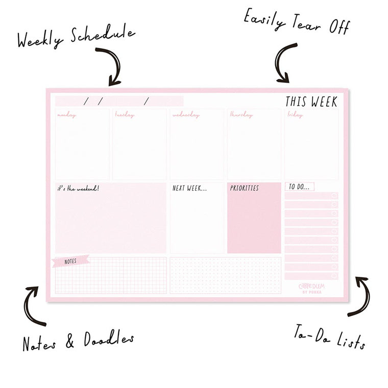 Carpe Diem Weekly Planner Pad Ballerina Pink