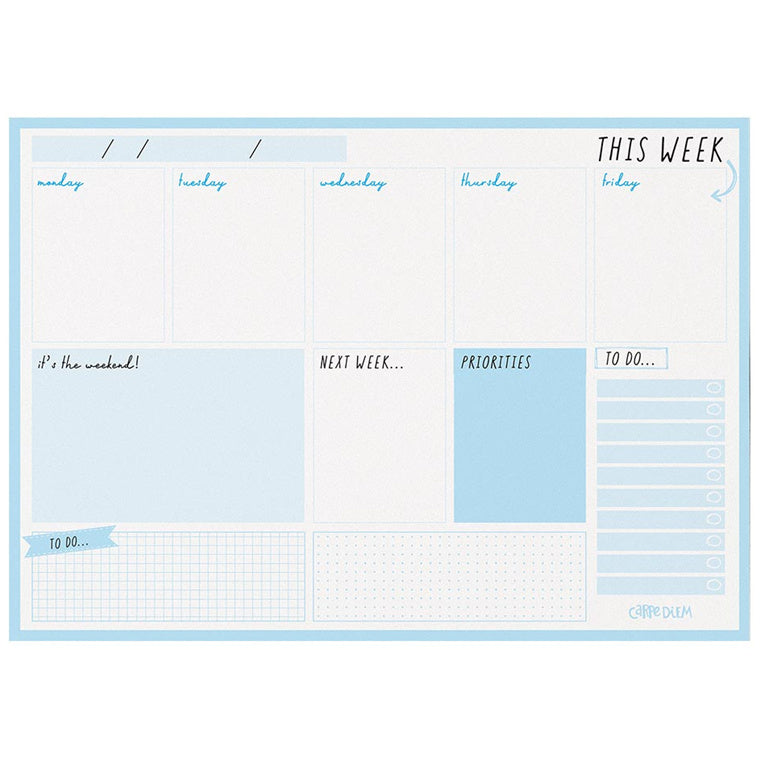 Carpe Diem Weekly Planner Pad Sky Blue